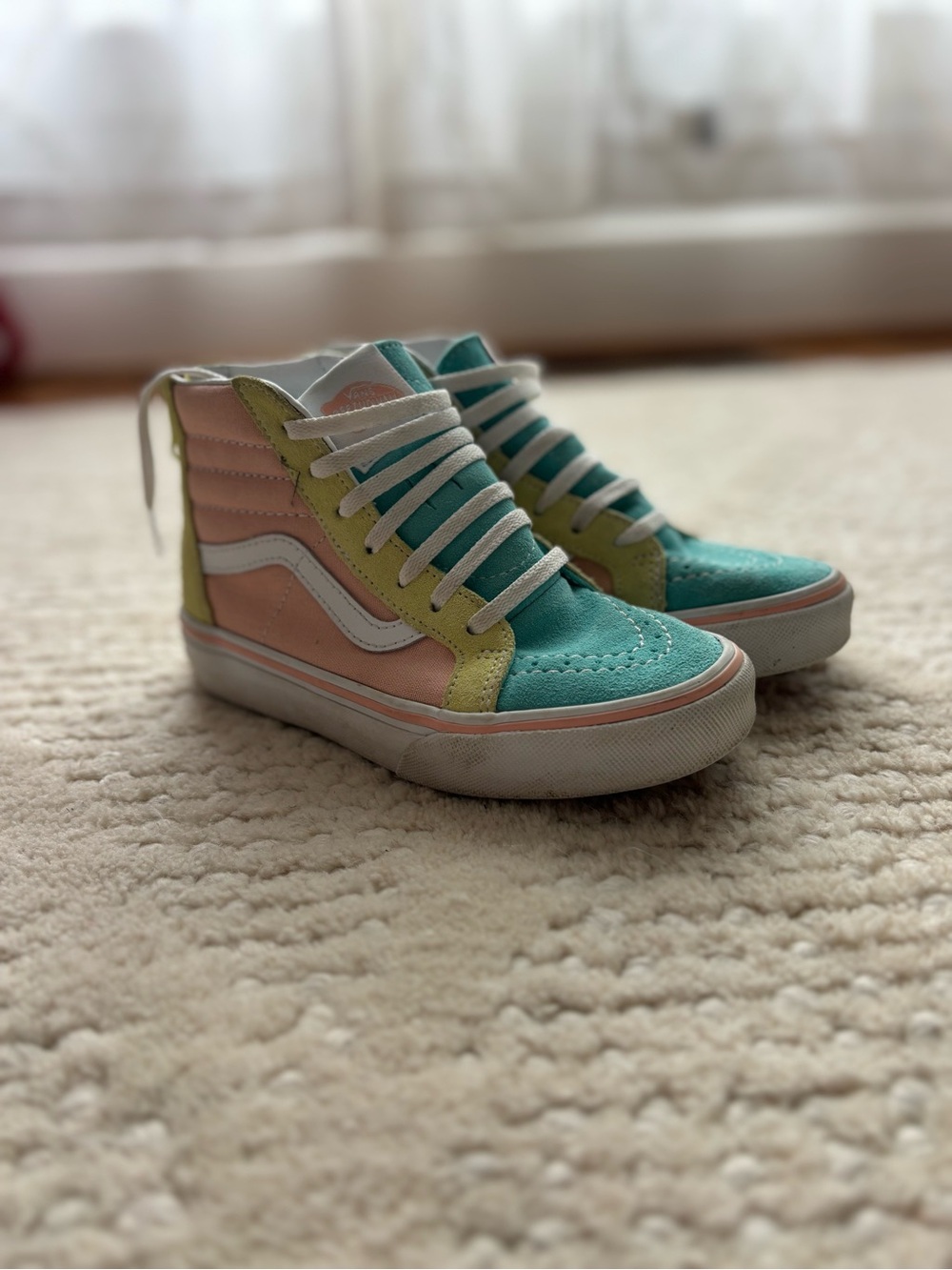 Vans Kids High-Top Colorblock Sneakers - Teal, Pink, Lime